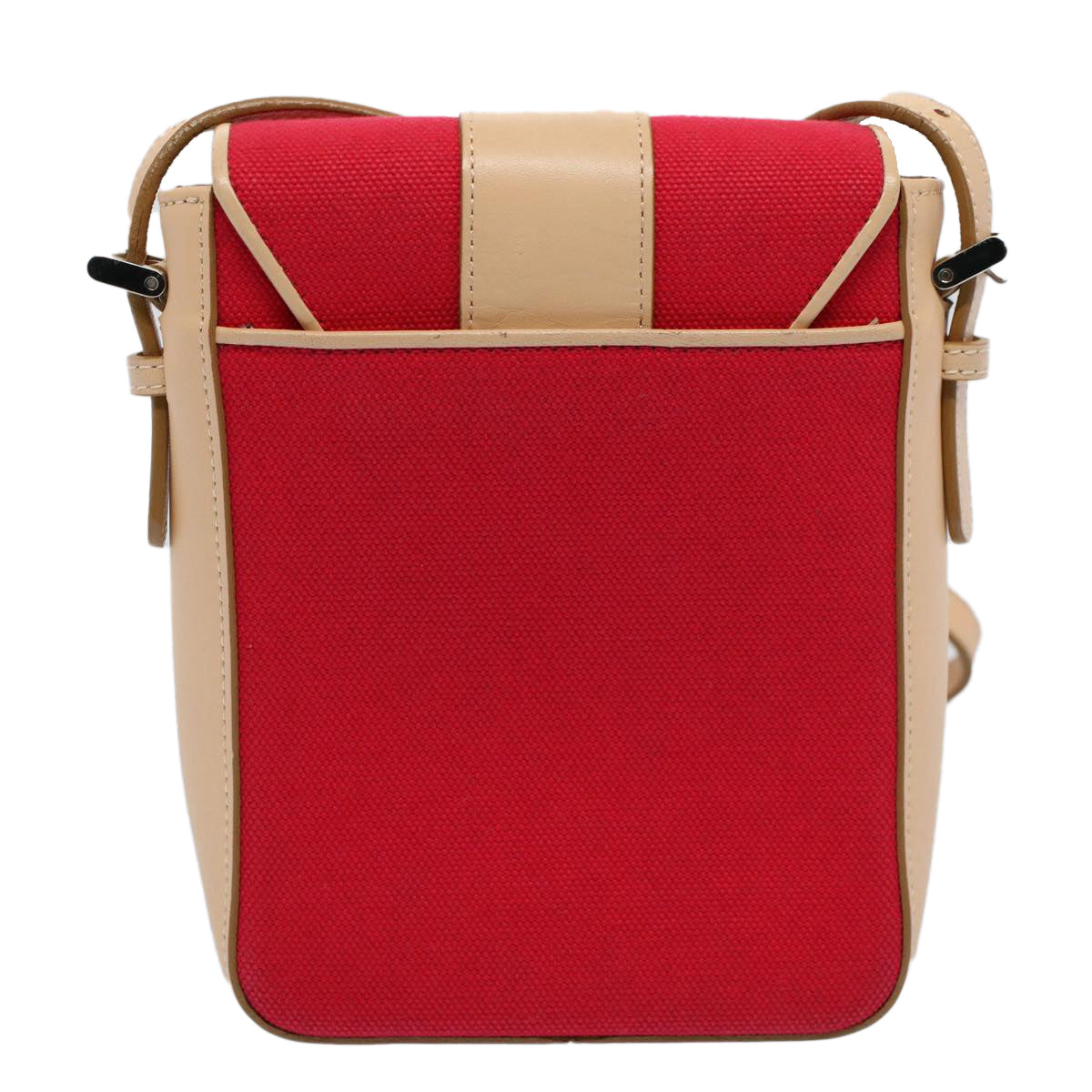 Burberry Shoulder Bag Canvas Leather Beige Red Auth 54143