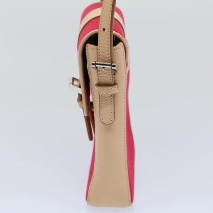 Burberry Shoulder Bag Canvas Leather Beige Red Auth 54143
