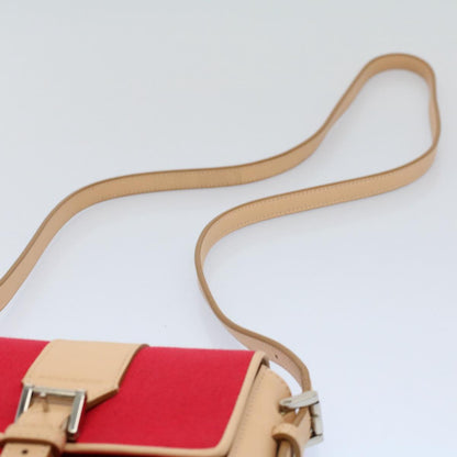 Burberry Shoulder Bag Canvas Leather Beige Red Auth 54143