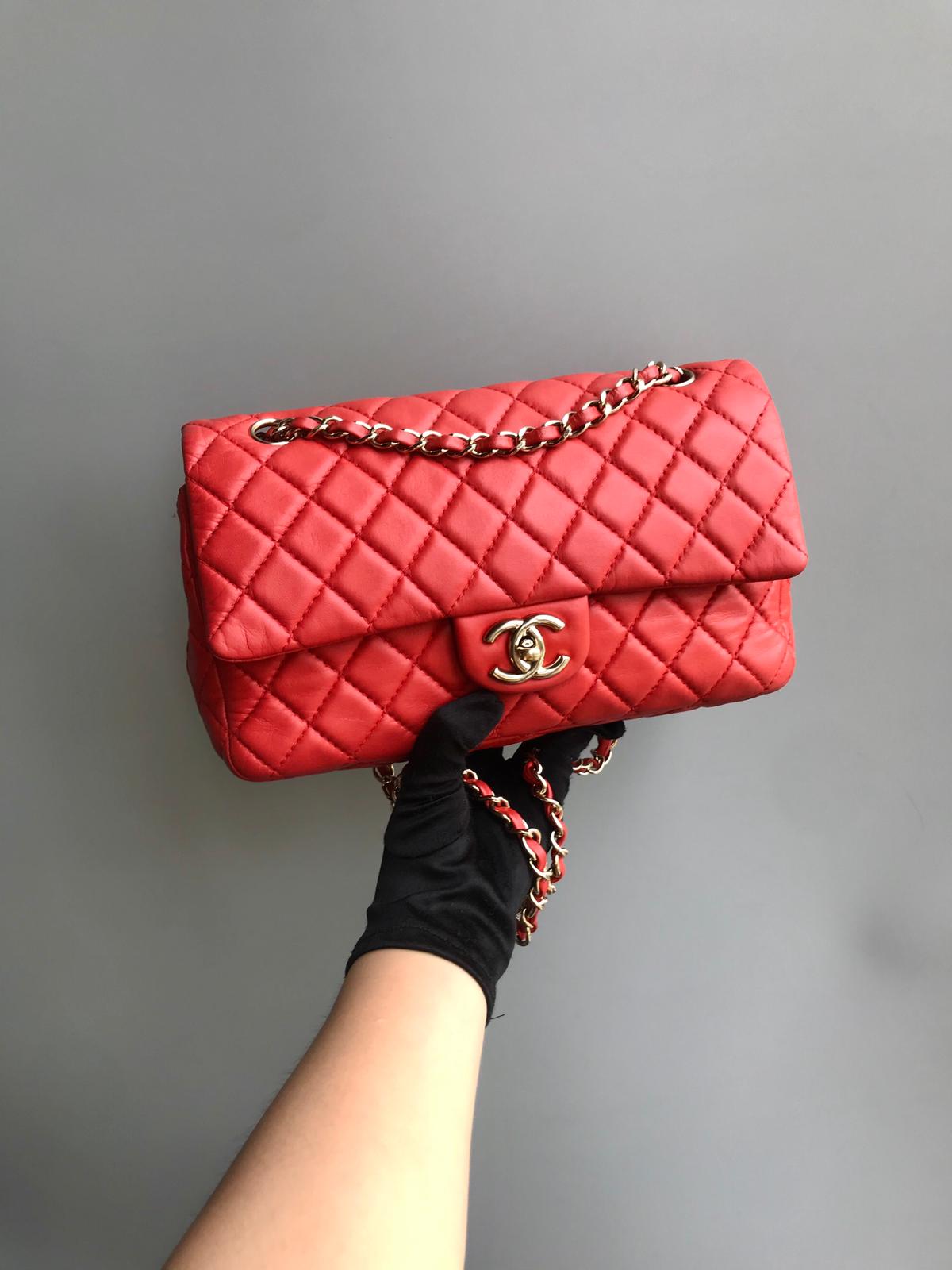 Timeless Classic Leather Double Flap Red Bag
