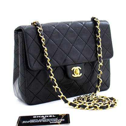 CHANEL Mini Square Small Chain Shoulder Bag Crossbody Black Quilt g90