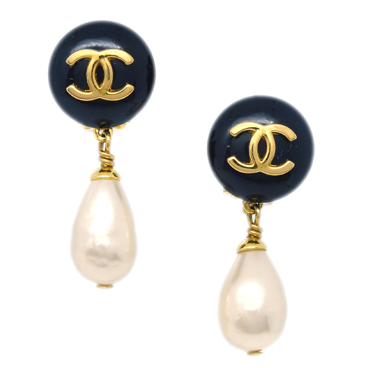 Chanel Dangle Earrings Clip-On Gold 96P