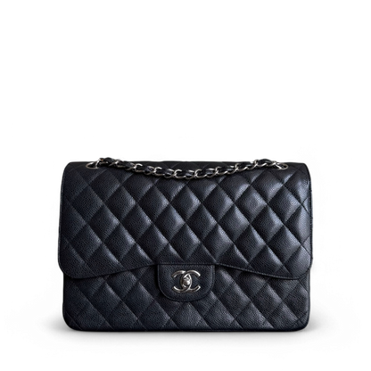 Chanel Classic Flap Jumbo - Caviar 30CM Quilted Black Silver Hardware Series 19