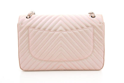 Chanel 2017 Jumbo Pink Iridescent Caviar Togo Leather Handbag
