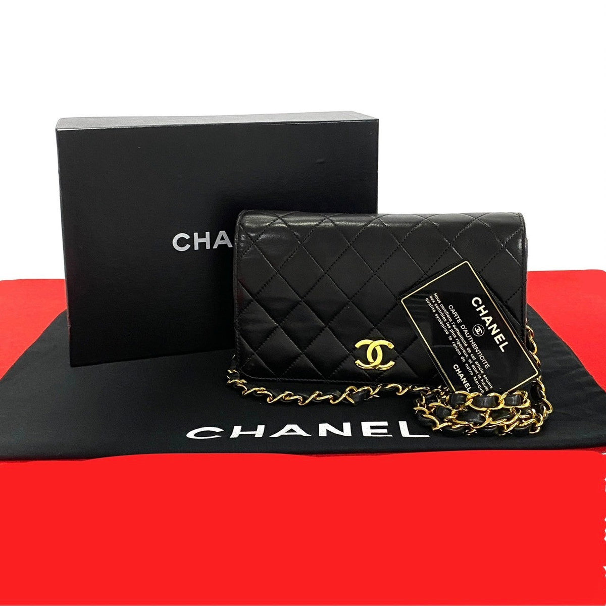 CHANEL Shoulder Bag lambskin black Matrasse