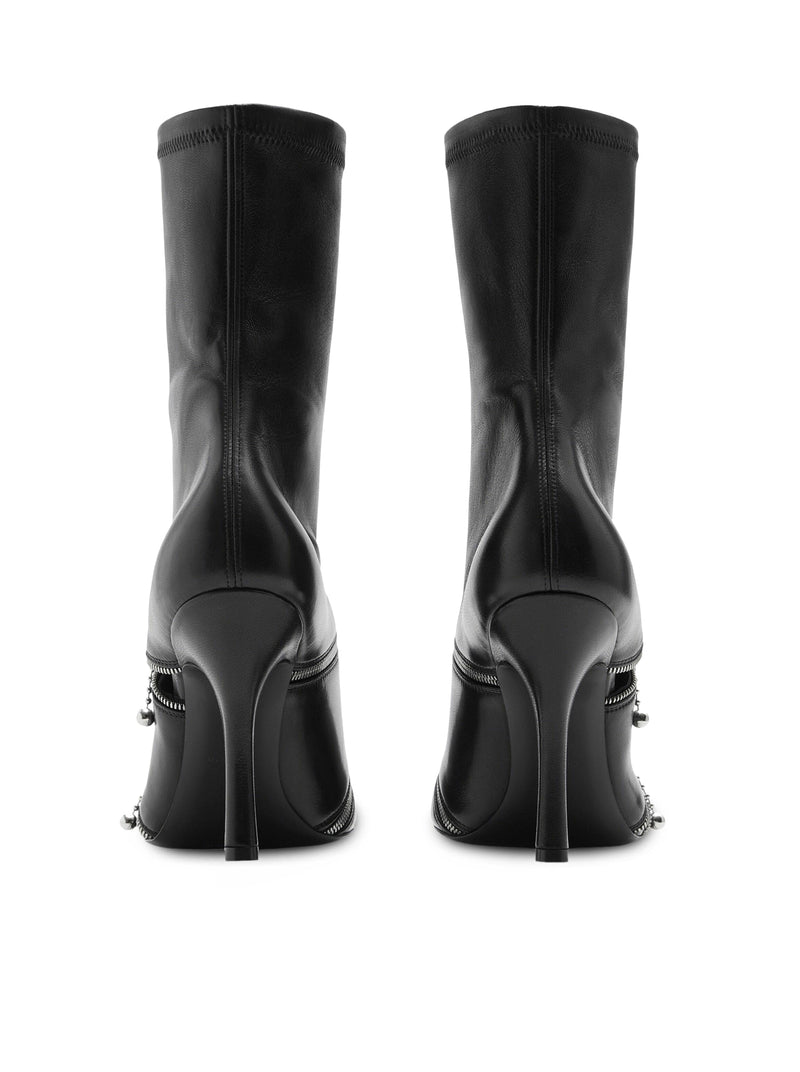Burberry Women Peep Leather Ankle Boots