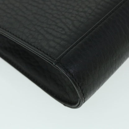 BurberrySs Clutch Bag Leather Black Auth 54893