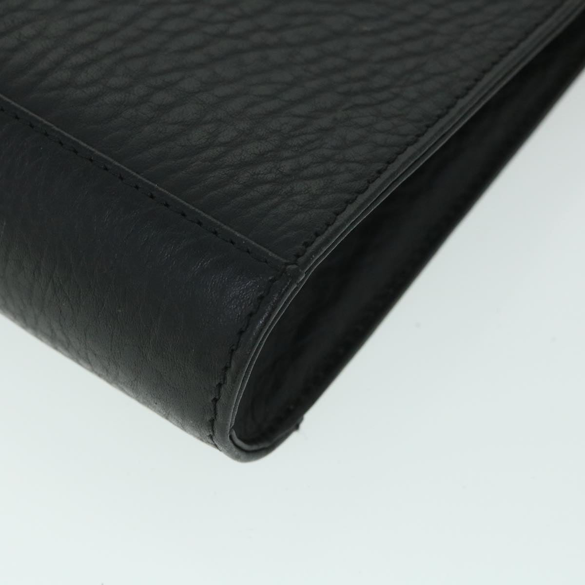 BurberrySs Clutch Bag Leather Black Auth 54893