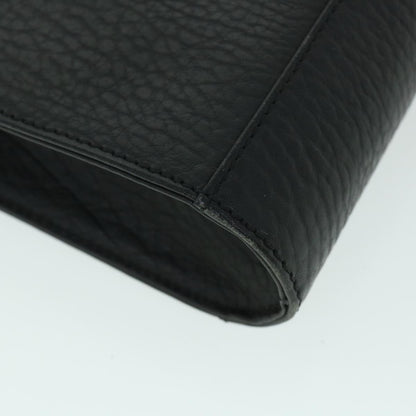 BurberrySs Clutch Bag Leather Black Auth 54893