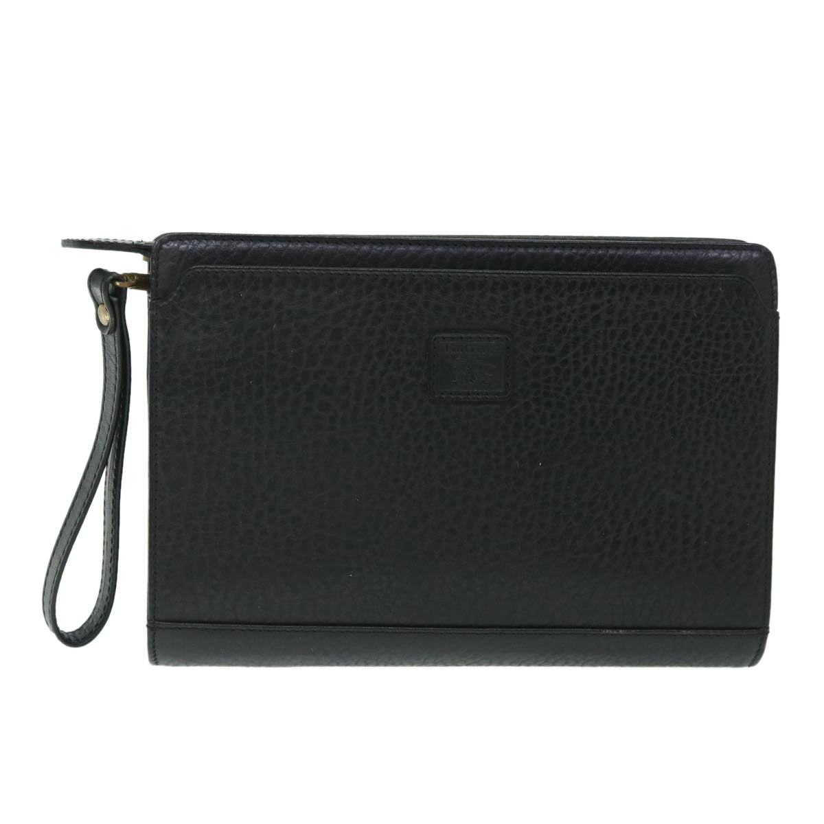 BurberrySs Clutch Bag Leather Black Auth 54893