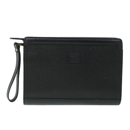 BurberrySs Clutch Bag Leather Black Auth 54893