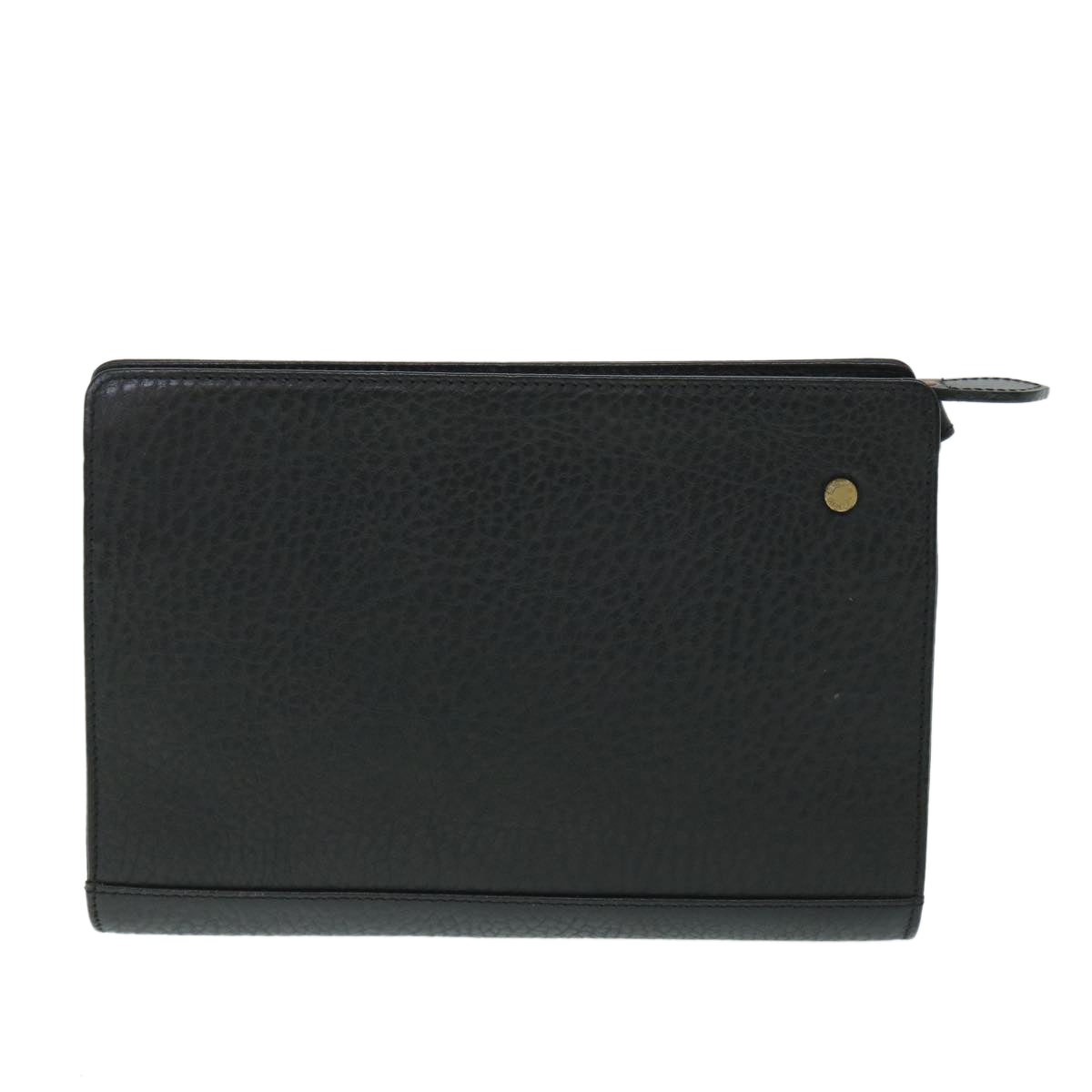 BURBERRY s Clutch Bag Leather Black Auth 54893