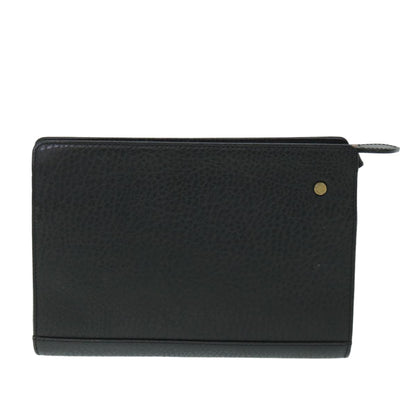 BurberrySs Clutch Bag Leather Black Auth 54893