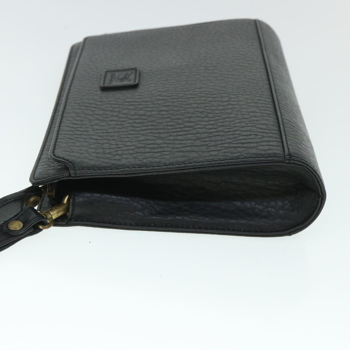 BurberrySs Clutch Bag Leather Black Auth 54893