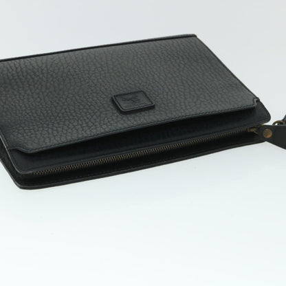 BurberrySs Clutch Bag Leather Black Auth 54893