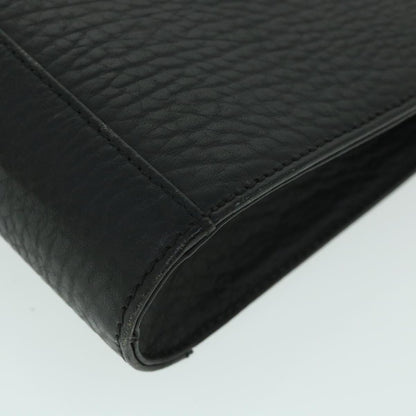BurberrySs Clutch Bag Leather Black Auth 54893
