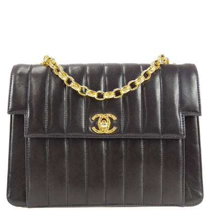 Chanel 1991-1994 Lambskin Vertical Stitch Flap Bag