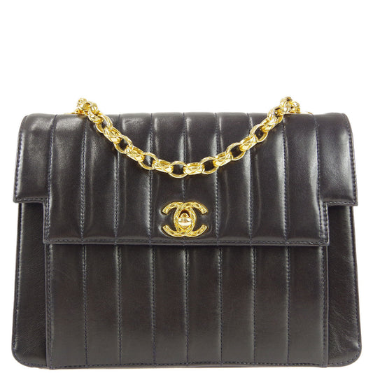 Chanel 1991-1994 Lambskin Vertical Stitch Flap Bag