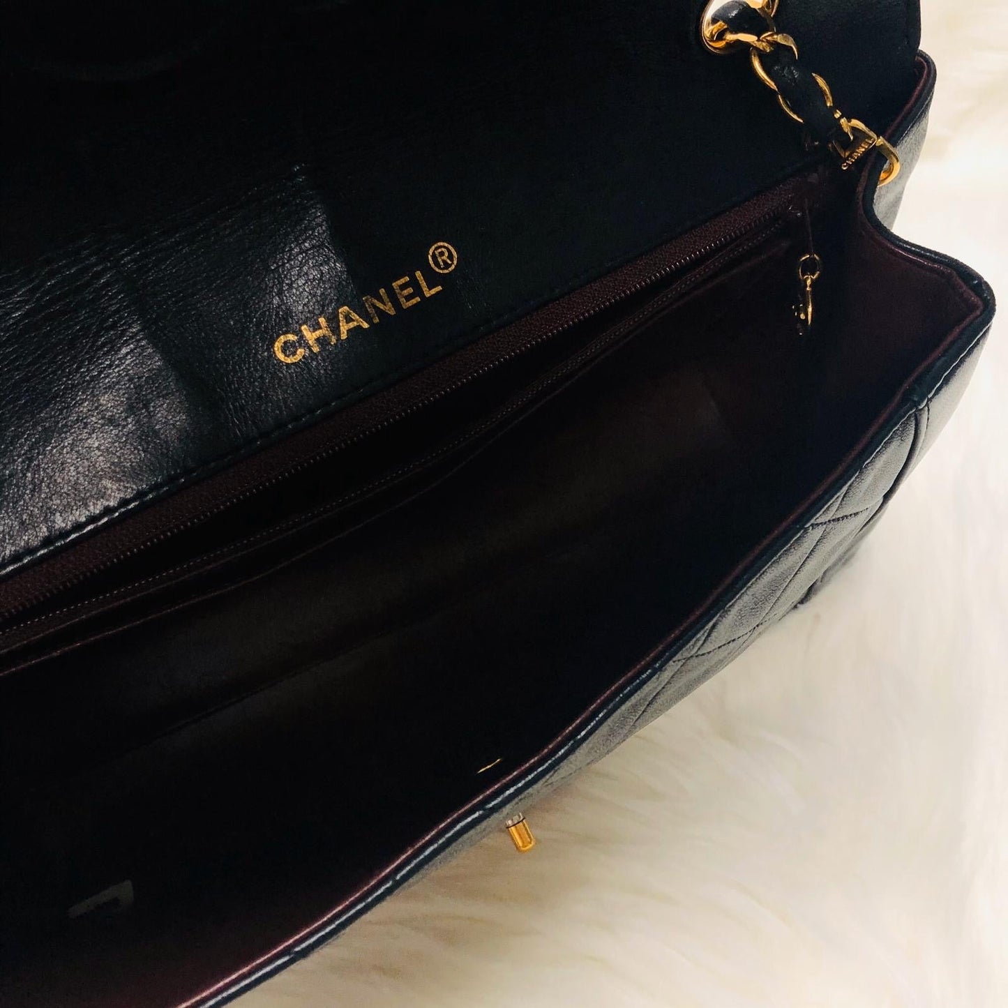 Classic Medium Diana Flap in Black Lambskin GHW