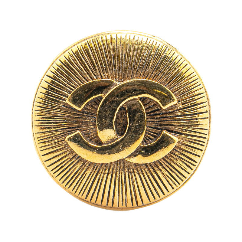 Chanel Gold Plated Coco Mark Round Brooch