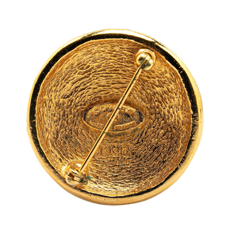 Chanel Gold Plated Coco Mark Round Brooch