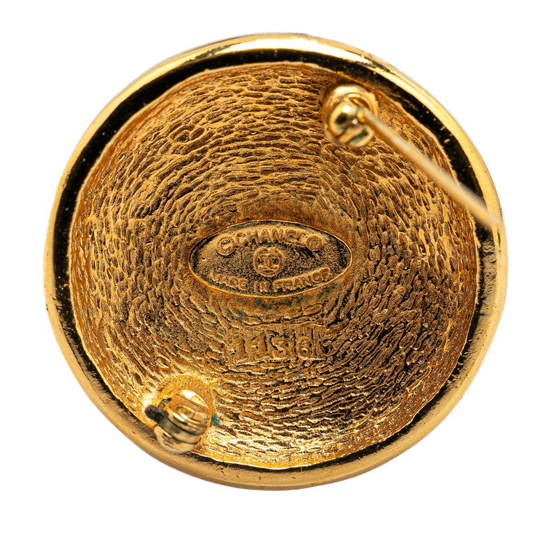 Chanel Gold Plated Coco Mark Round Brooch