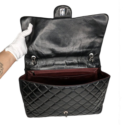 Chanel Lambskin Quilted Maxi Classic Single Flap Black