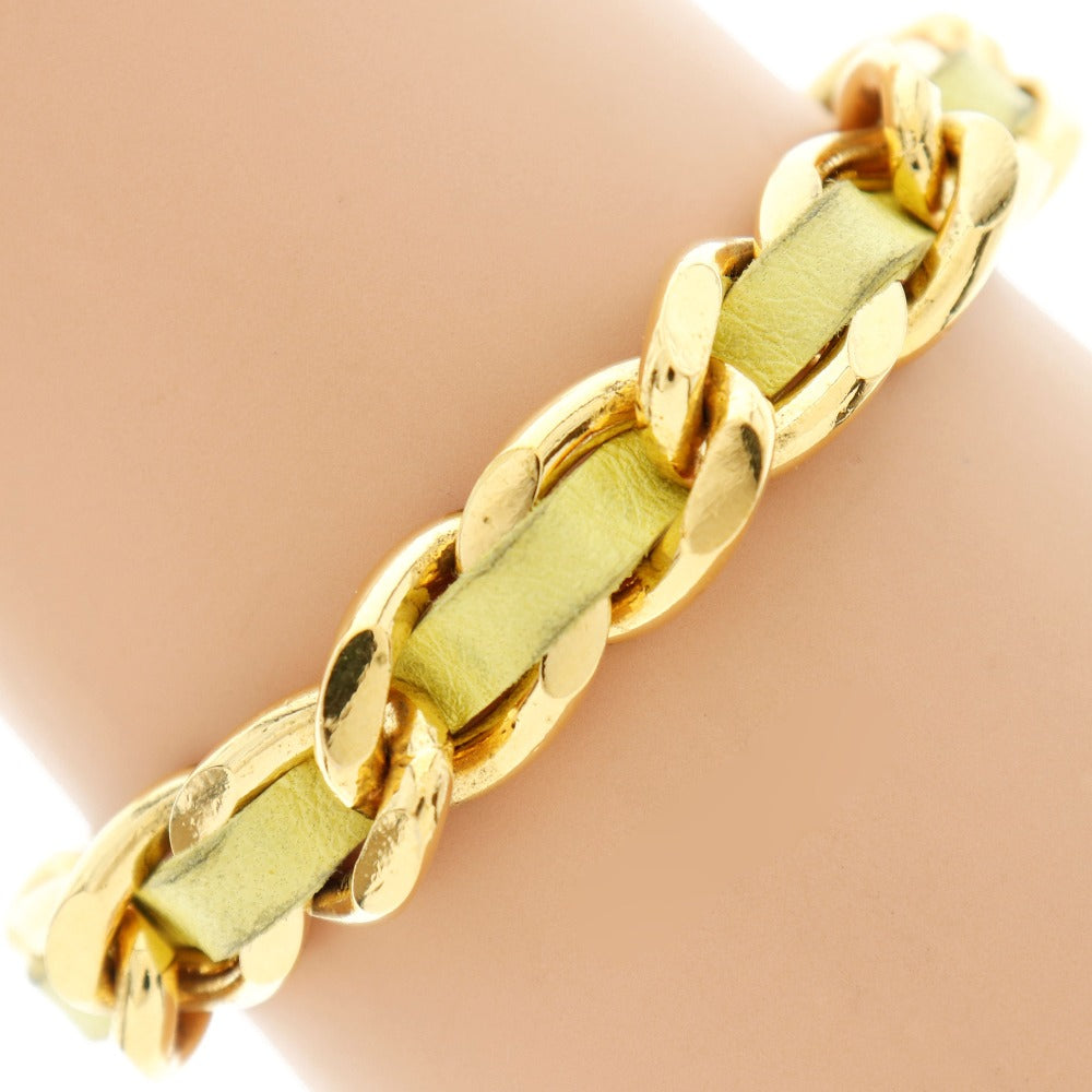 CHANEL bracelet Plated Gold , Leather Gold / yellow Women Used