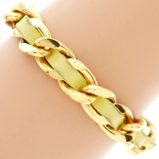 CHANEL bracelet Plated Gold , Leather Gold / yellow Women Used
