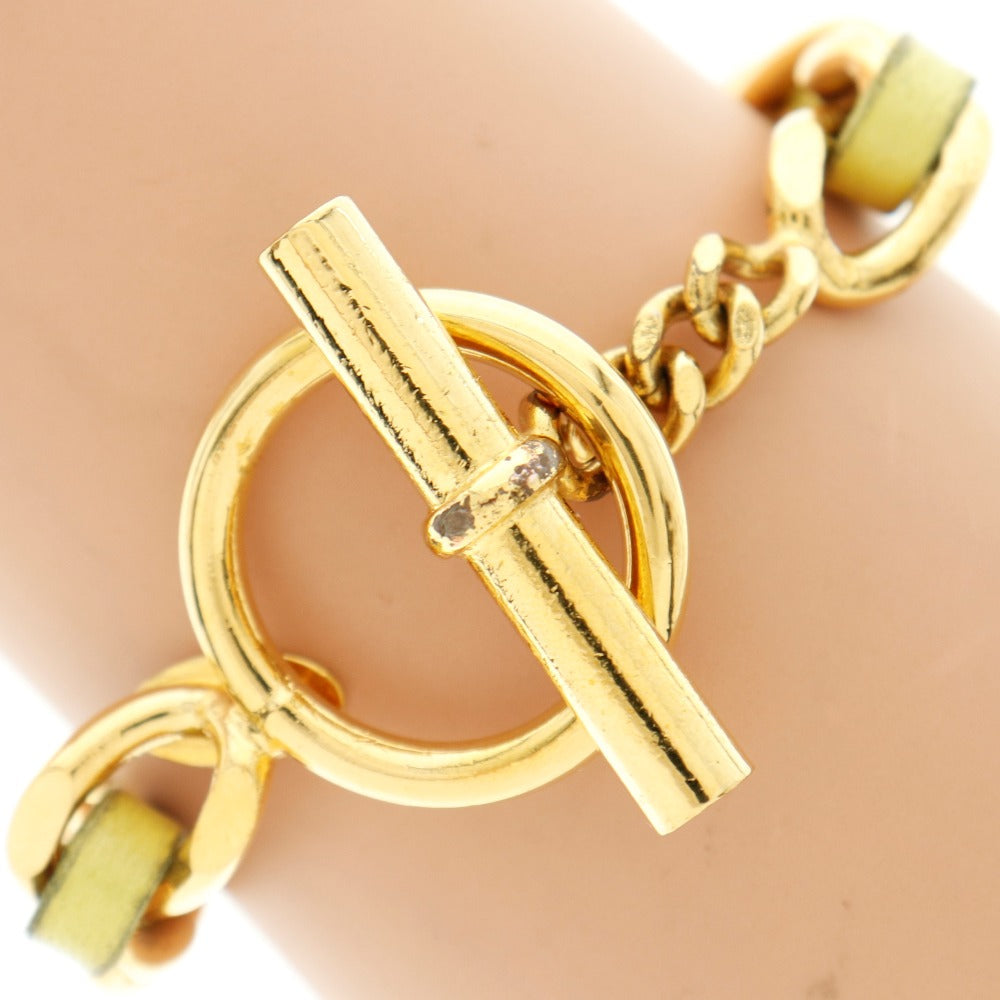 CHANEL bracelet Plated Gold , Leather Gold / yellow Women Used