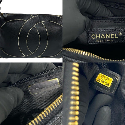 CHANEL Shoulder Bag Matt caviar skin black Wild stitch