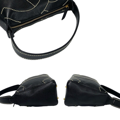 CHANEL Shoulder Bag Matt caviar skin black Wild stitch