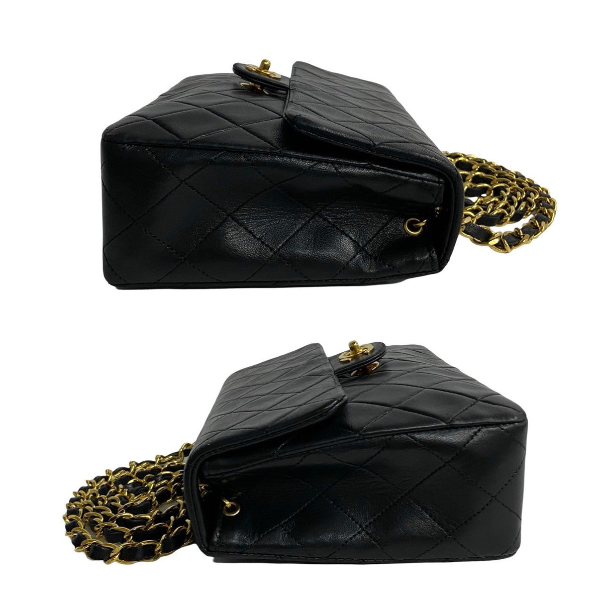 CHANEL Shoulder Bag lambskin black Matrasse