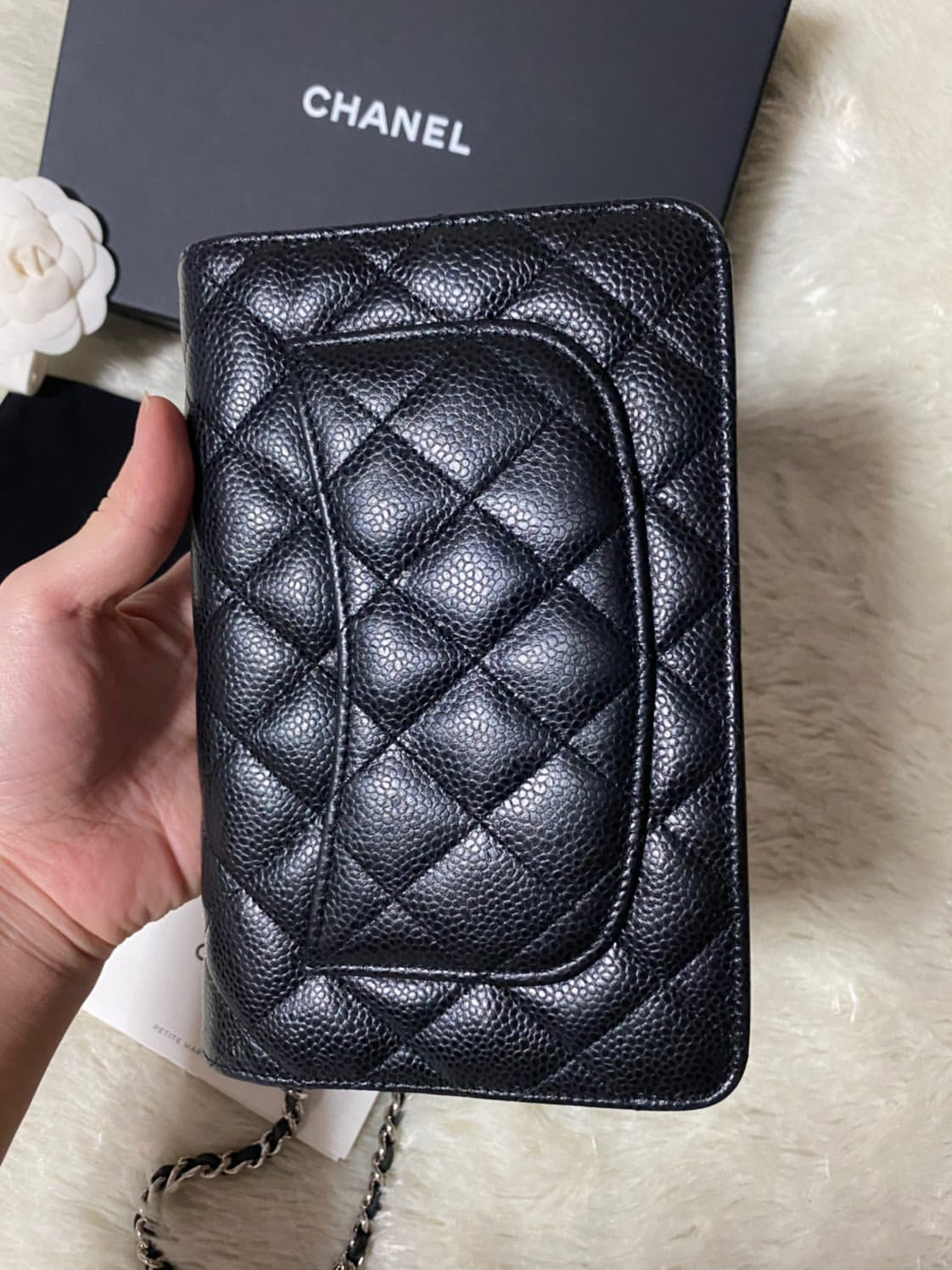 New Quilted Wallet on Chain WOC Caviar Leather