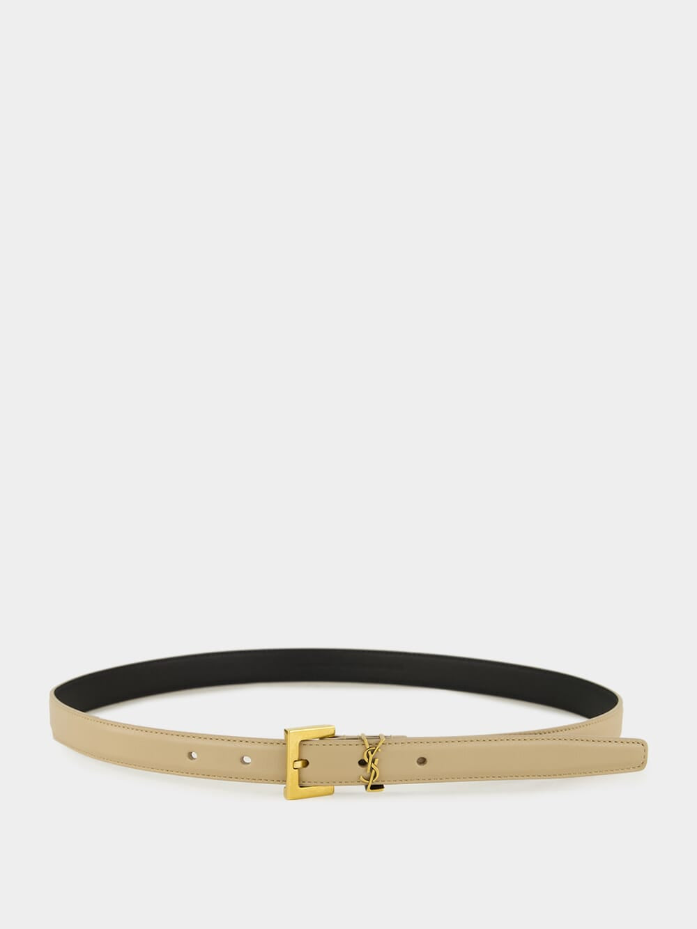 Dark Beige Cassandre Thin Leather Belt