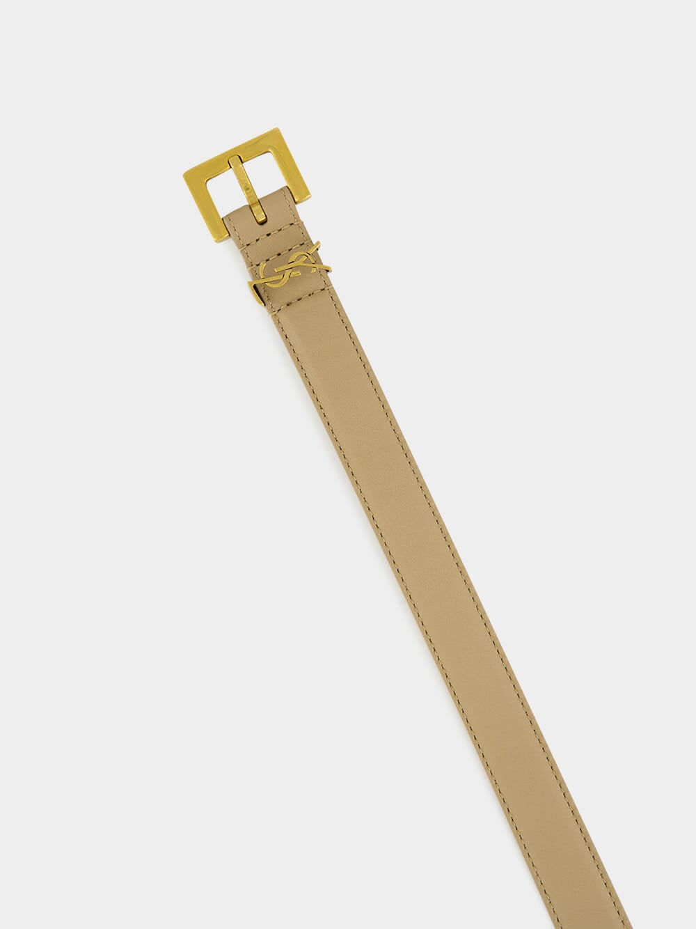 Dark Beige Cassandre Thin Leather Belt