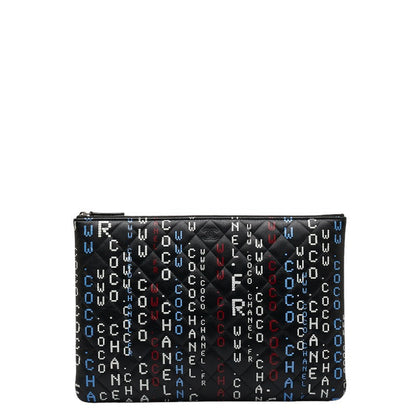 Chanel Matrases Typography Cocomark econd Bag Cratch Bag Black Multicolor in  CHANEL
