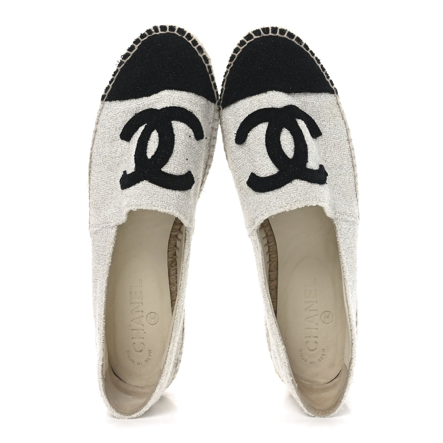 Terry Cloth CC Espadrilles 41 Silver Black