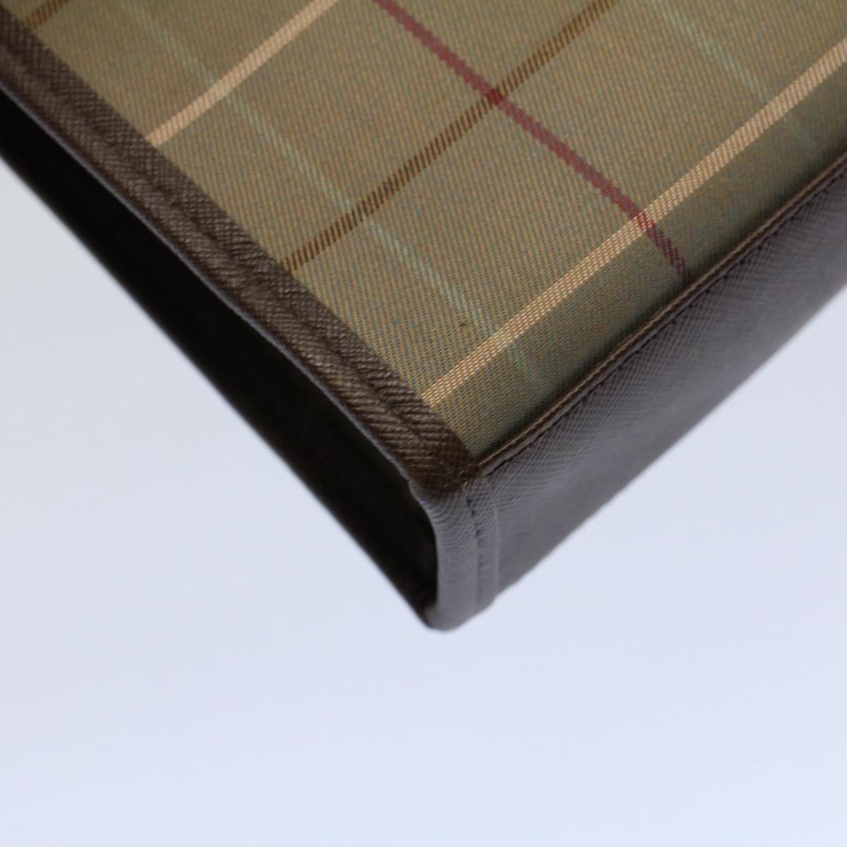 BurberrySs Nova Check Clutch Bag Nylon Canvas Green Auth 55670