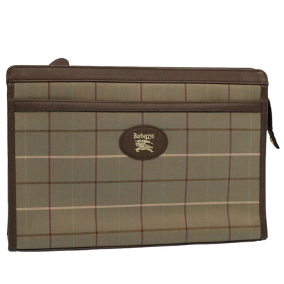 BURBERRY s Nova Check Clutch Bag Nylon Canvas Green Auth 55670