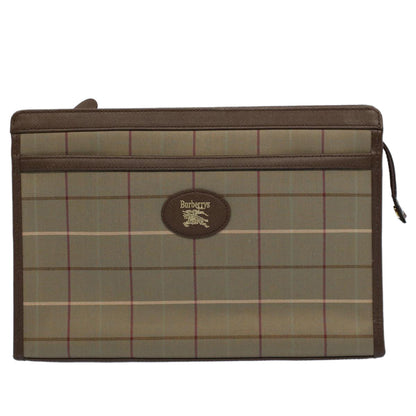 BurberrySs Nova Check Clutch Bag Nylon Canvas Green Auth 55670