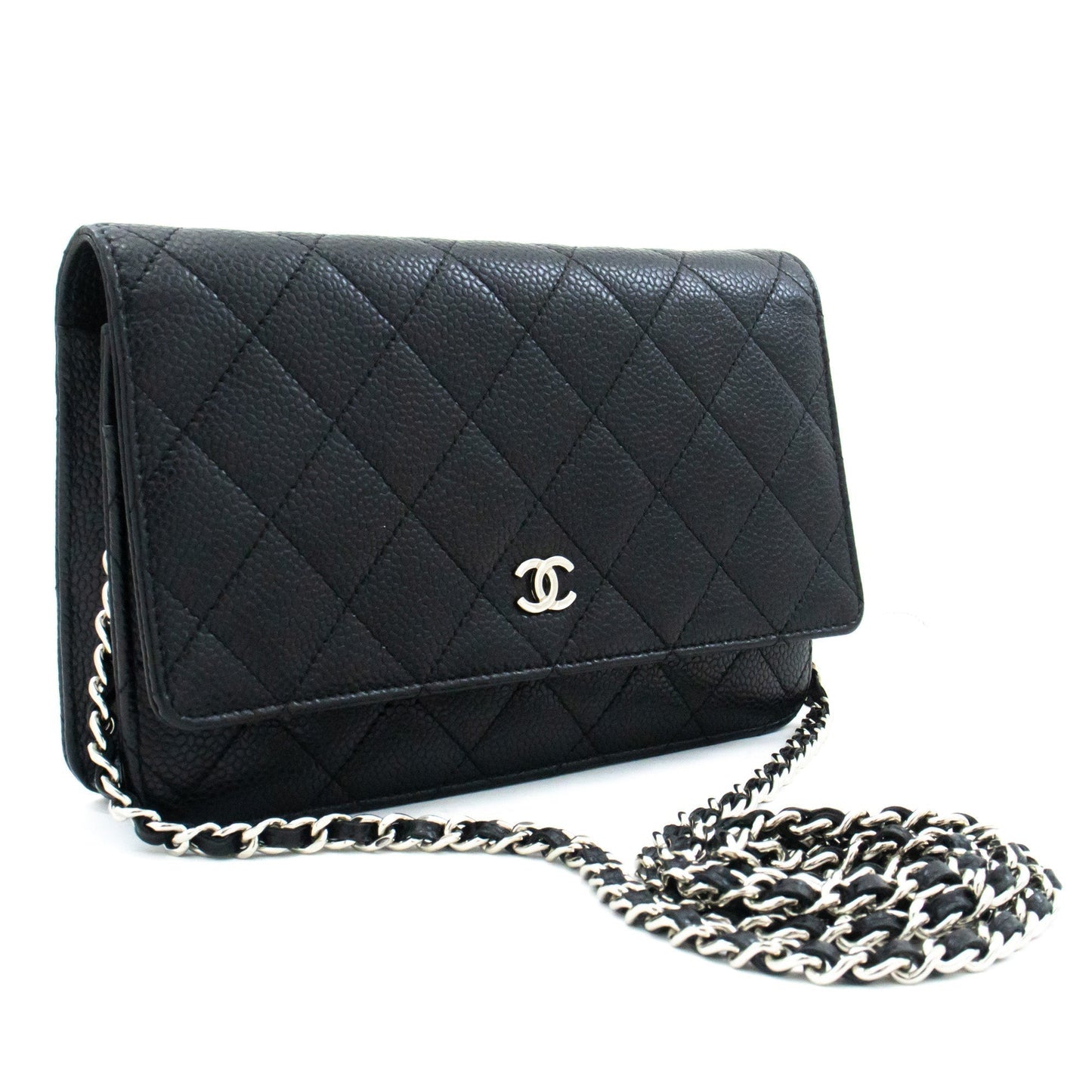 CHANEL Caviar Wallet On Chain WOC Black Shoulder Bag Crossbody k38