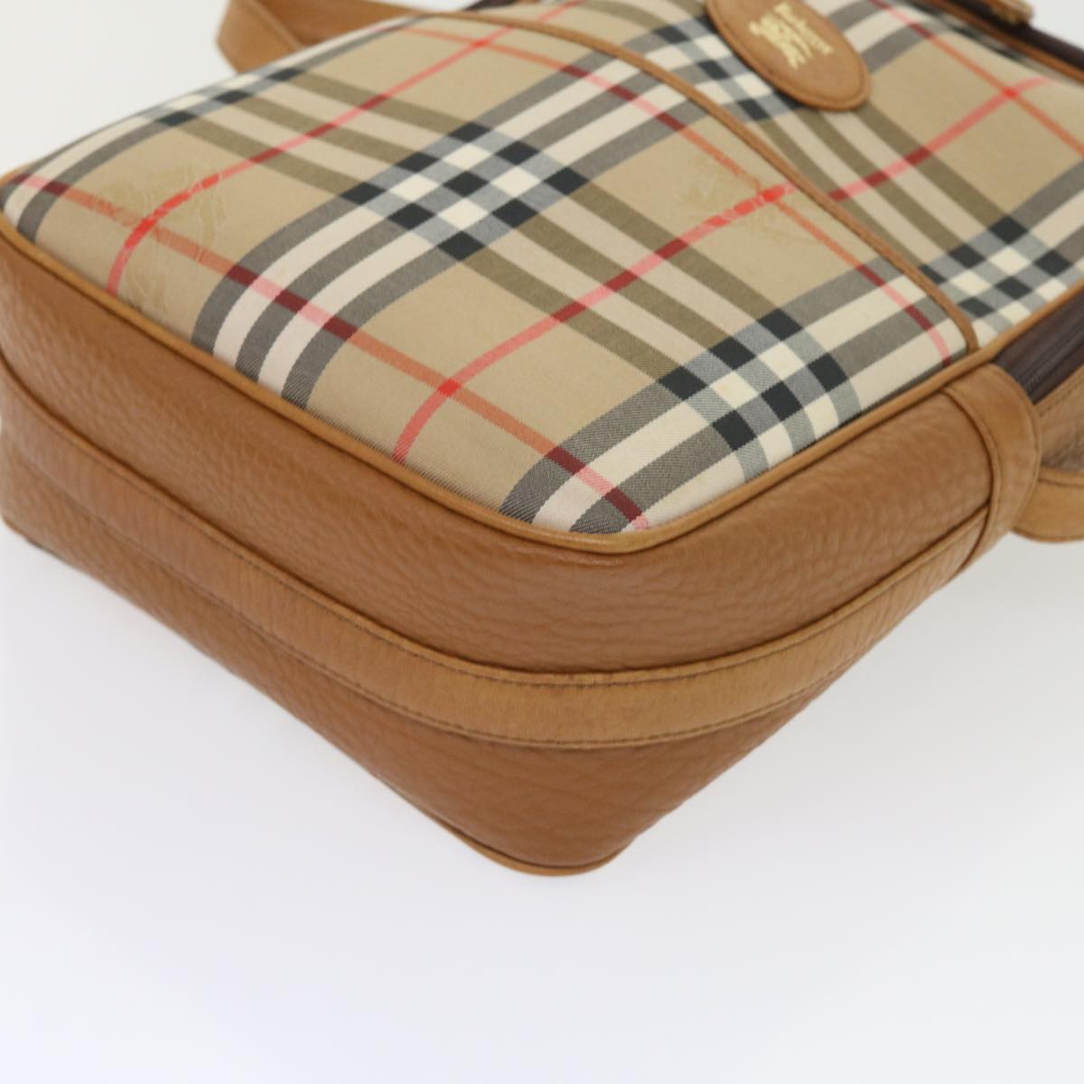 BurberrySs Nova Check Hand Bag Nylon Canvas Beige Auth 55746