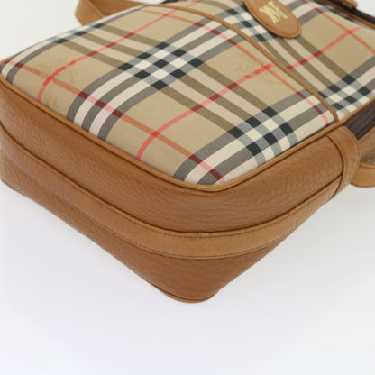 BurberrySs Nova Check Hand Bag Nylon Canvas Beige Auth 55746