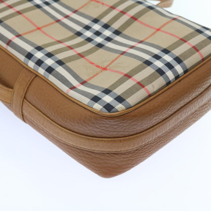 BurberrySs Nova Check Hand Bag Nylon Canvas Beige Auth 55746