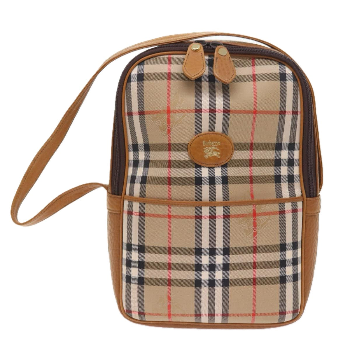 BurberrySs Nova Check Hand Bag Nylon Canvas Beige Auth 55746
