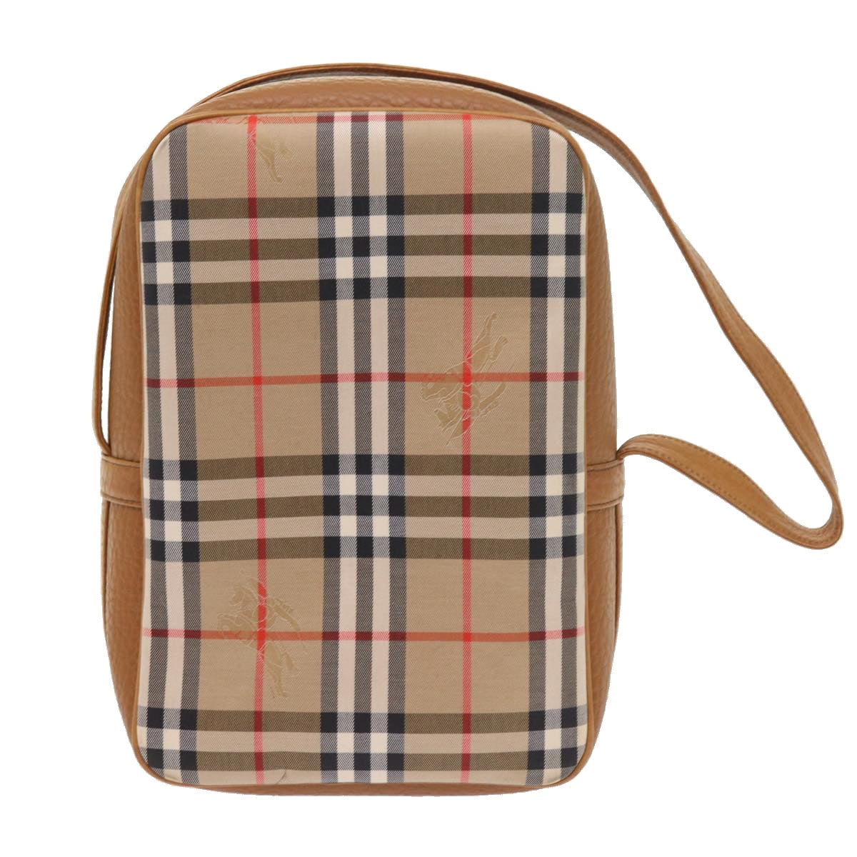 BURBERRY s Nova Check Hand Bag Nylon Canvas Beige Auth 55746