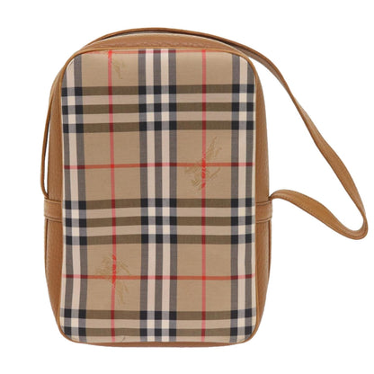 BURBERRY s Nova Check Hand Bag Nylon Canvas Beige Auth 55746
