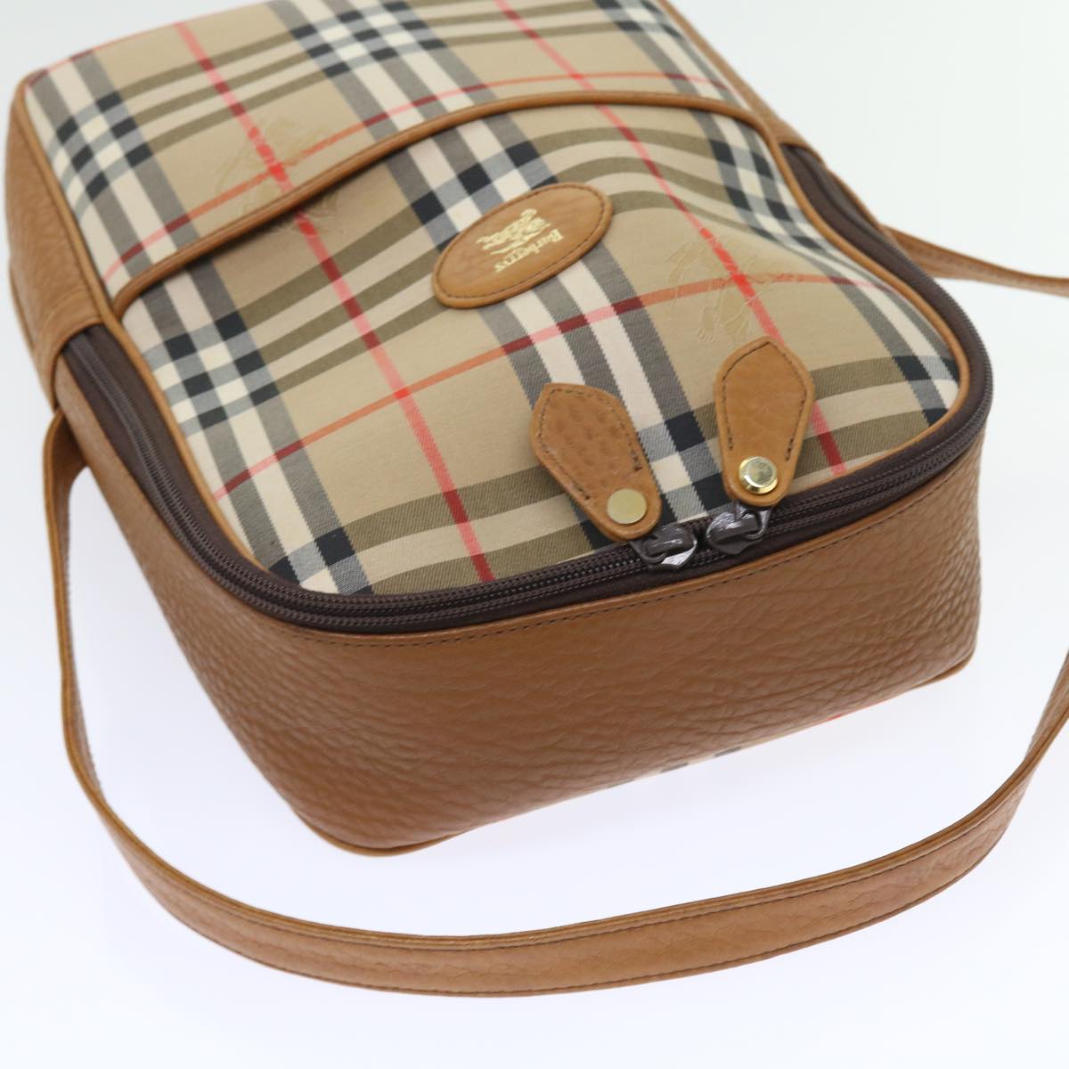 BurberrySs Nova Check Hand Bag Nylon Canvas Beige Auth 55746