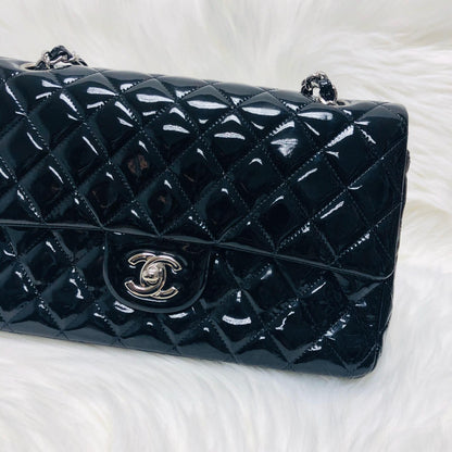 Classic Double Flap Patent Leather M/L SHW Black